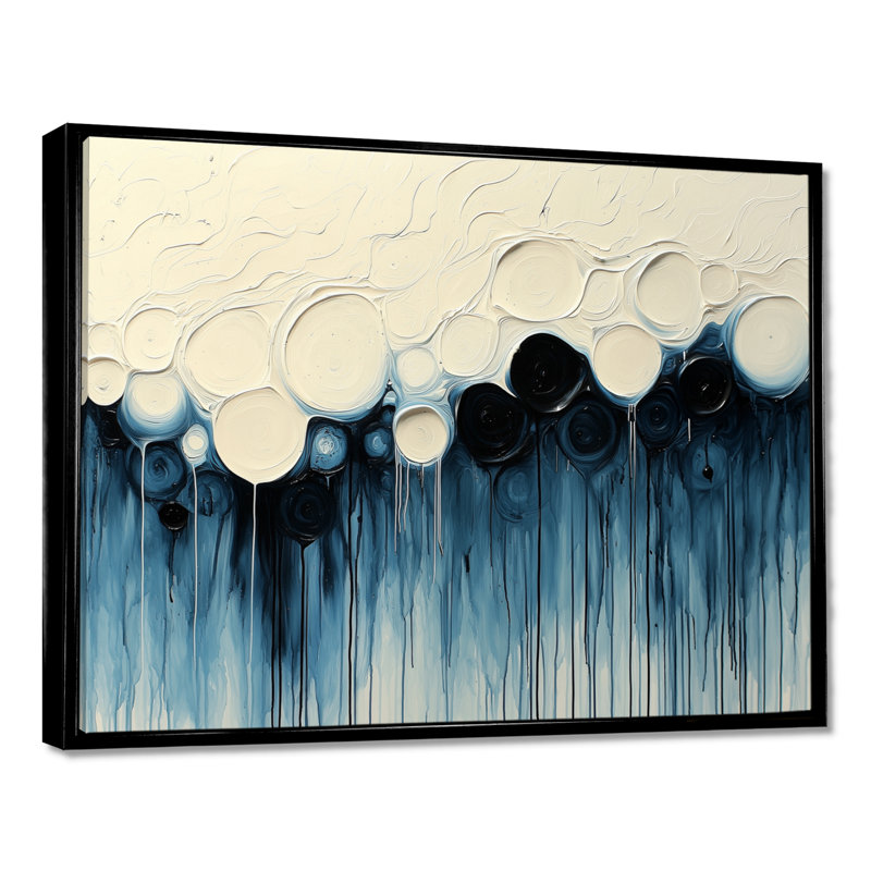 Whisnant Drip Peinture Aqua, Noir, Impression encadrée flottante, H 24 po x l 32 po
