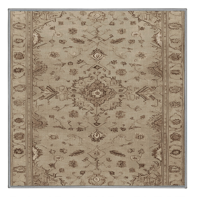 Tapis gris Afyon lavable à la machine, Carré 3 pi