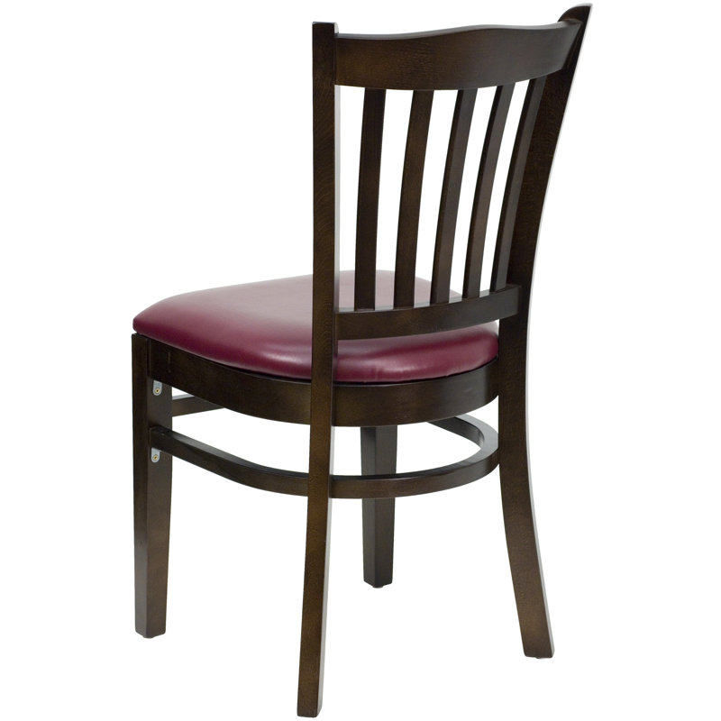 Prompton Vertical Slat Back Wooden Restaurant Chair, Burgundy, Walnut