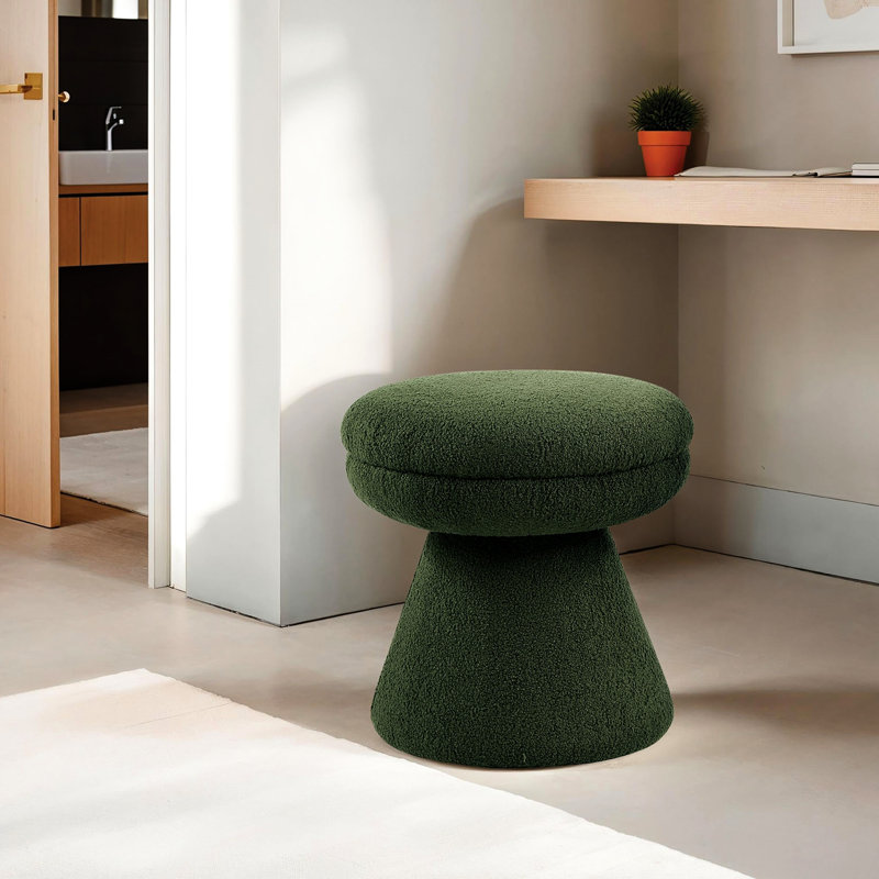 Tabouret décoratif 1 pièce de conception contemporaine, base piédestal et tissu semblable à la peau de mouton, l 17,5 po x P 17,5 po H 19 po, pour la vie principale avec base l 17,5 po de profondeur, 19 po de hauteur