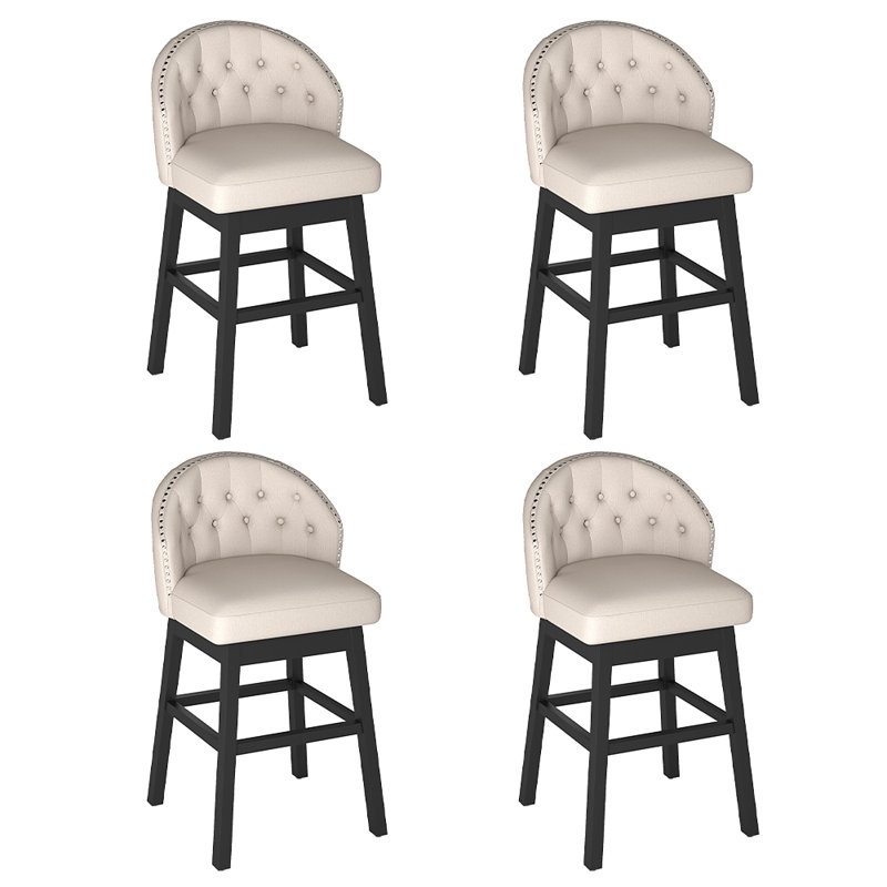 Danis Swivel Upholstered Counter Stool with Solid Wood Frame, Creamy/White