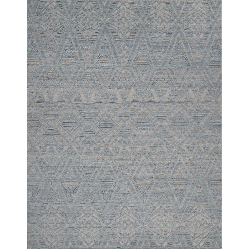 Bariloche Wool Geometric Area Rug in Blue, Rectangle 9' x 12'