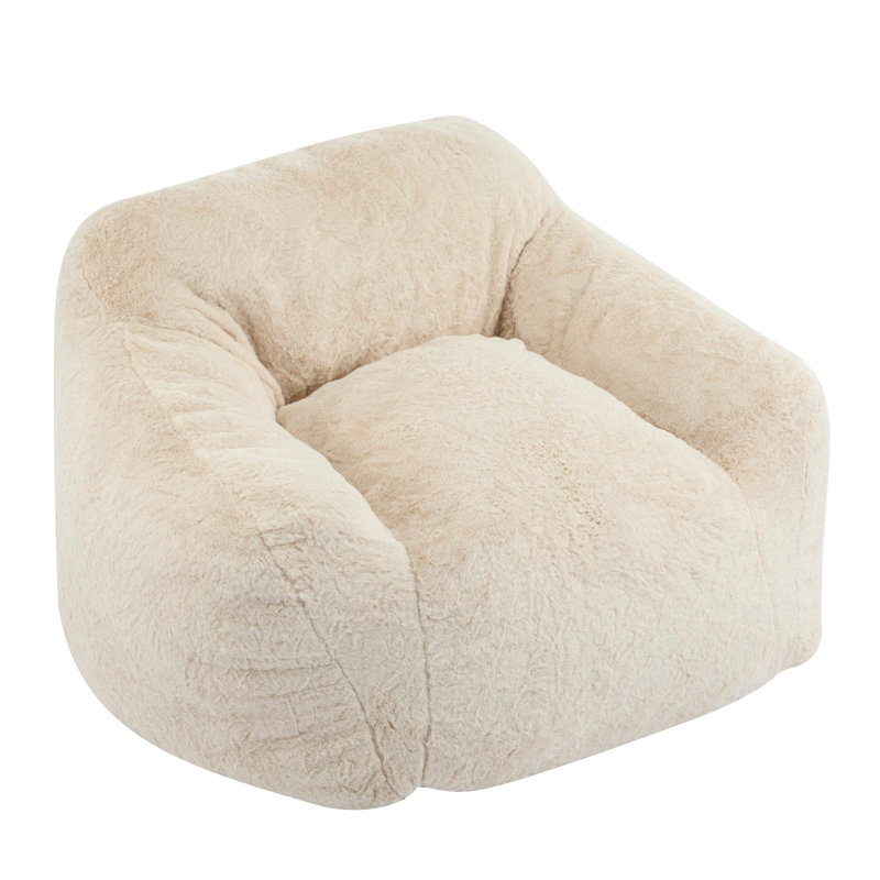Albi Indoor Cozy Armchair-Style Bean Bag, 25.5" H x 40" W x 38" D, Beige Fabric