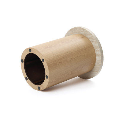 Ensemble de 2 tables basses rondes avec dessus en faux travertin