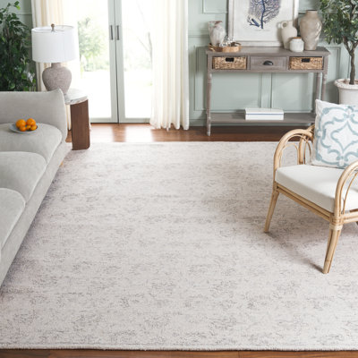 Ebony 928 Hand Tufted Wool/Cotton Floral Rug in Gray/Beige