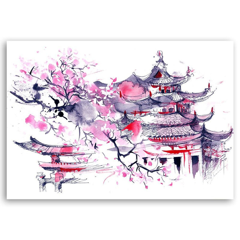 Image, Japan Watercolor - Wrapped Canvas Print, 70cm H x 100cm W