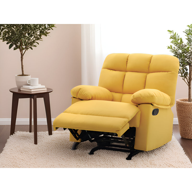 Fauteuil inclinable et berçant en tissu Tampere, Jaune
