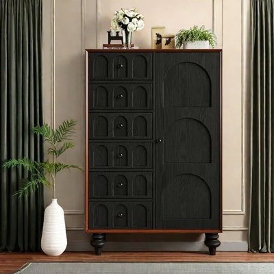 Retro Simple 6 Drawers Wooden Accent Cabinet