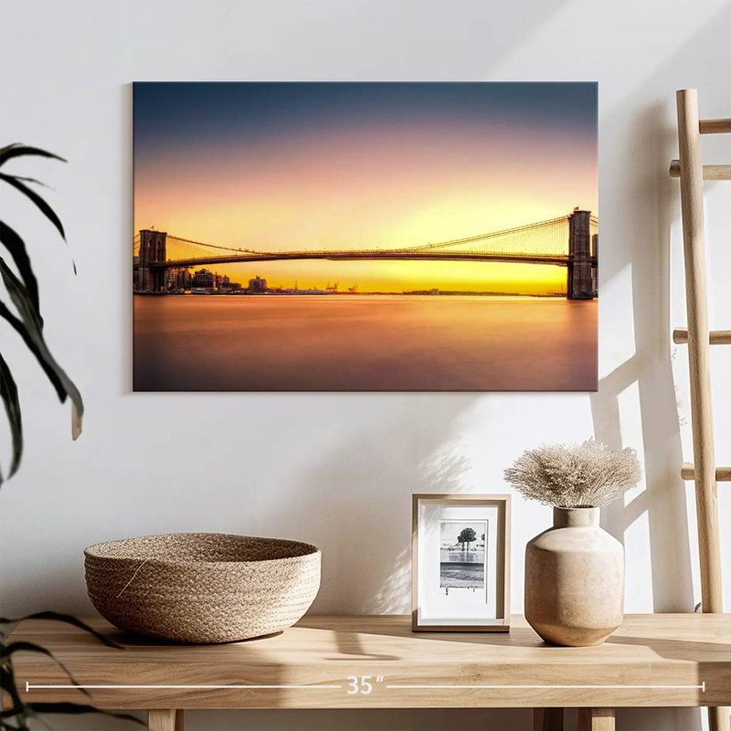 Lilie Sunset At Brooklyn Bridge, 16" H x 24" W