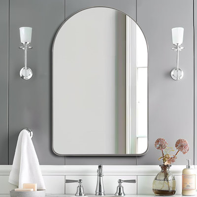 Hafsa Antique Arched Bathroom Vanity Mirror | Stainless Steel Frame