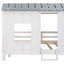 Lit mezzanine simple simple avec toit et deux fenêtres à l'avant, blanc