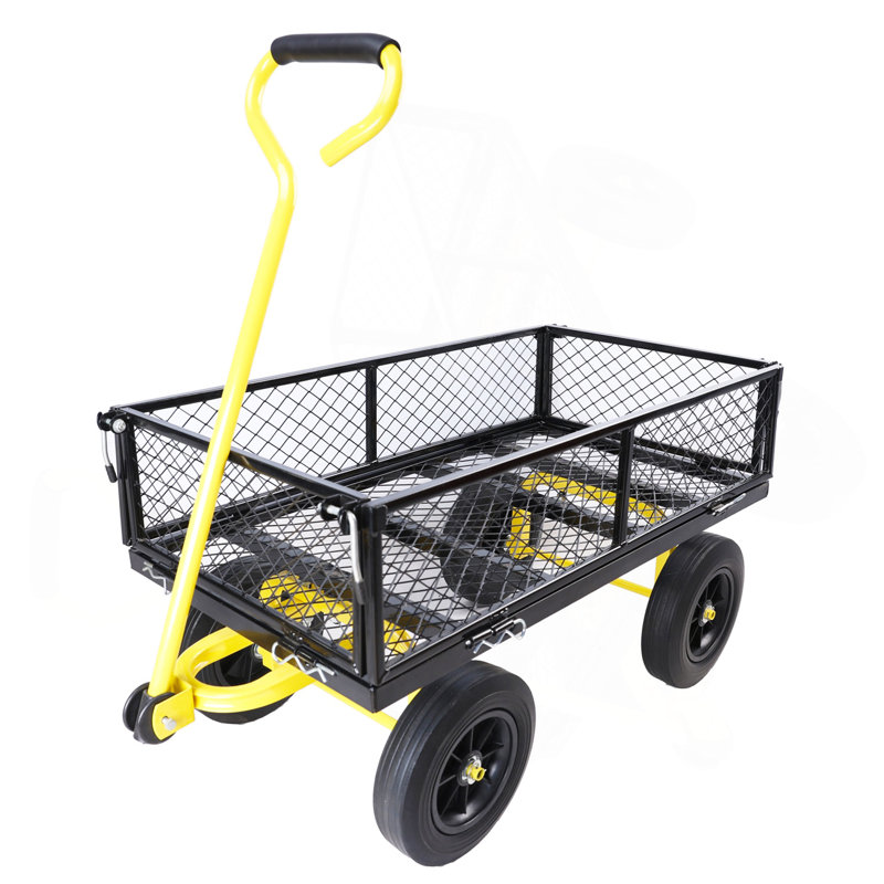 (Chariot à roues solide noir et jaune)