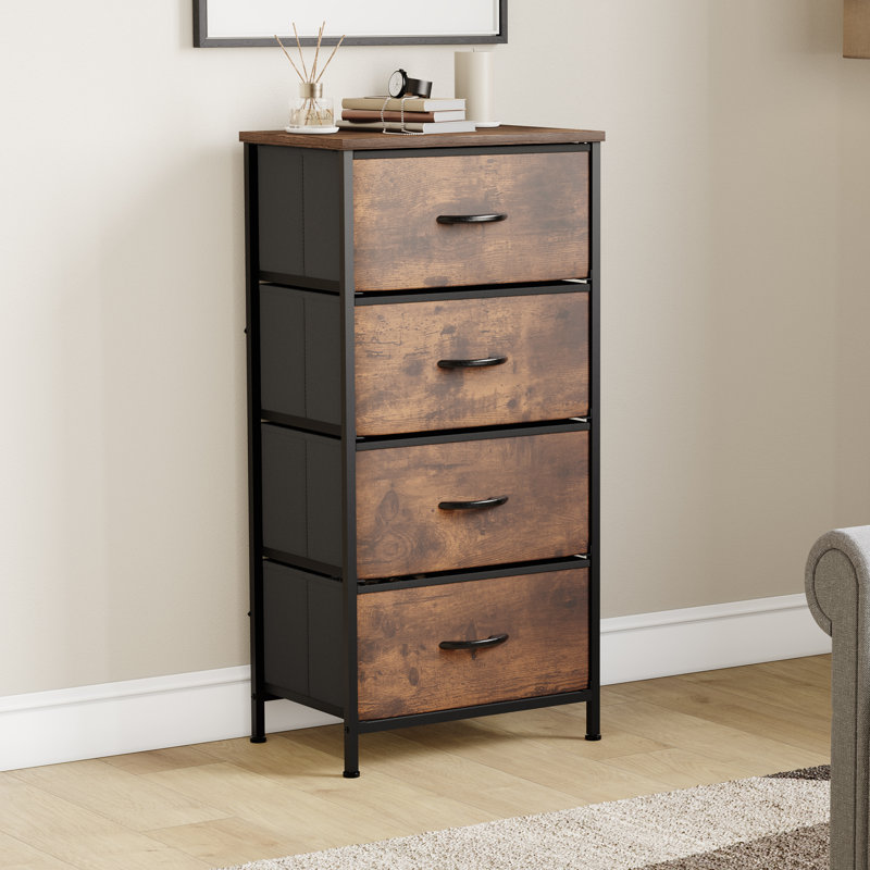 Chorley 4 Drawer Fabric Drawer Chest, Rustic Brown, UKFR Certified