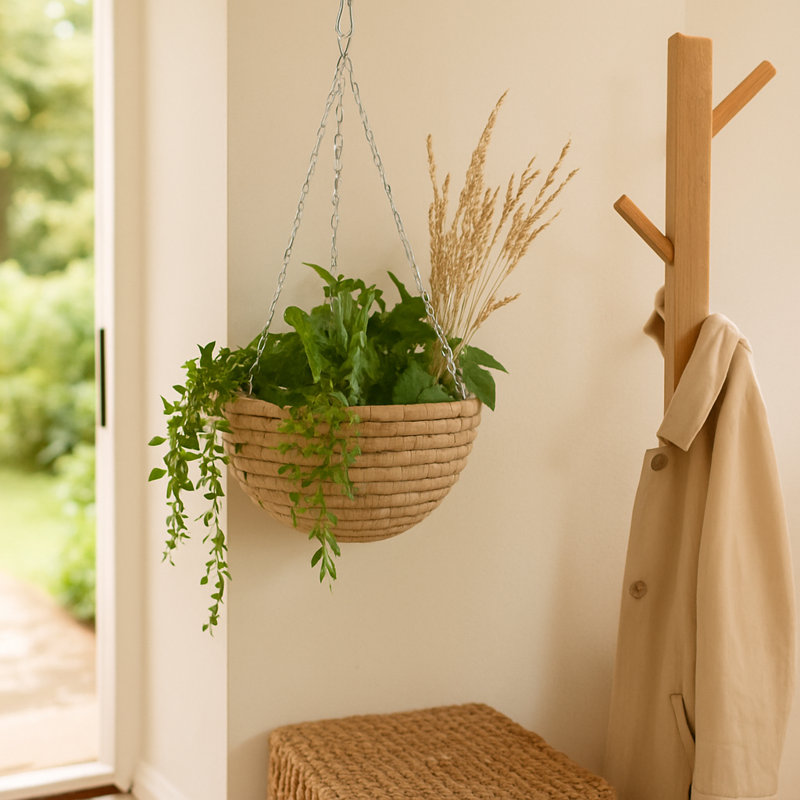 Green Blade Rope Hanging Basket - 30cm - Brandsville Outdoor Garden Planter