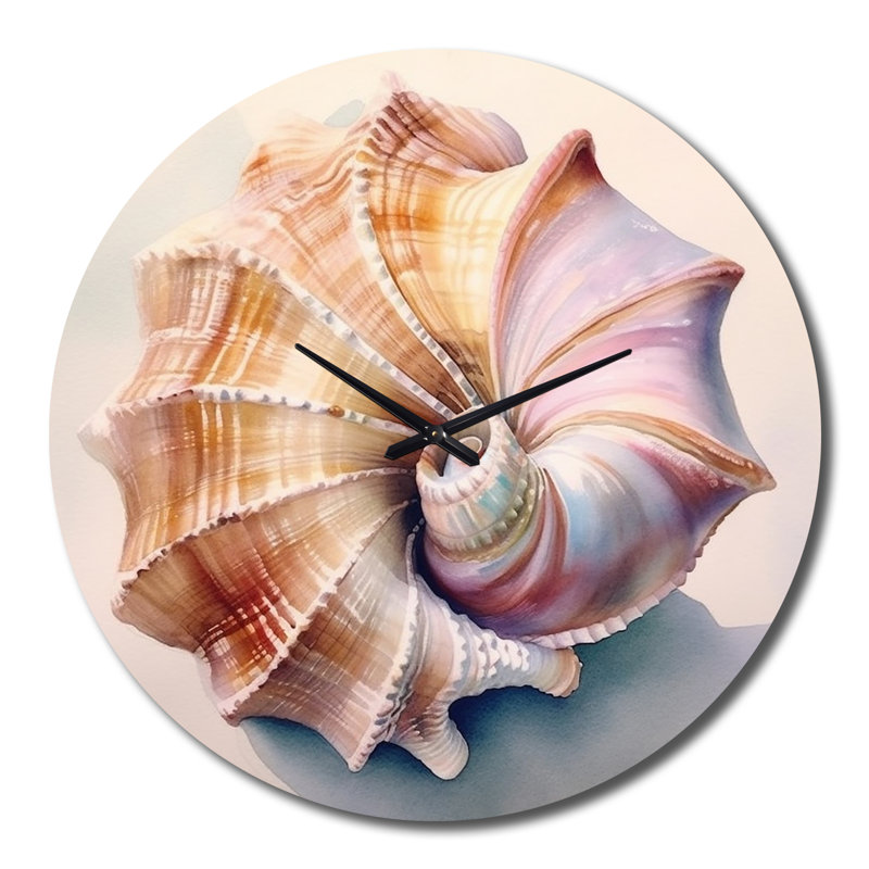 Horloge murale en métal Coastal Seashell II, Très grand
