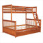 Lit simple superposé simple en bois massif brun chaud avec échelles et deux tiroirs de rangement pour les chambres résidentielles