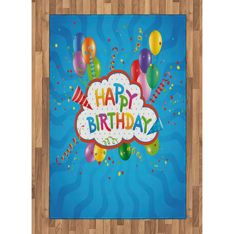 Tapis décoratif bleu à haute densité de fibres longues en polyester, Rectangle— 4 pi x 5 pi 8 po