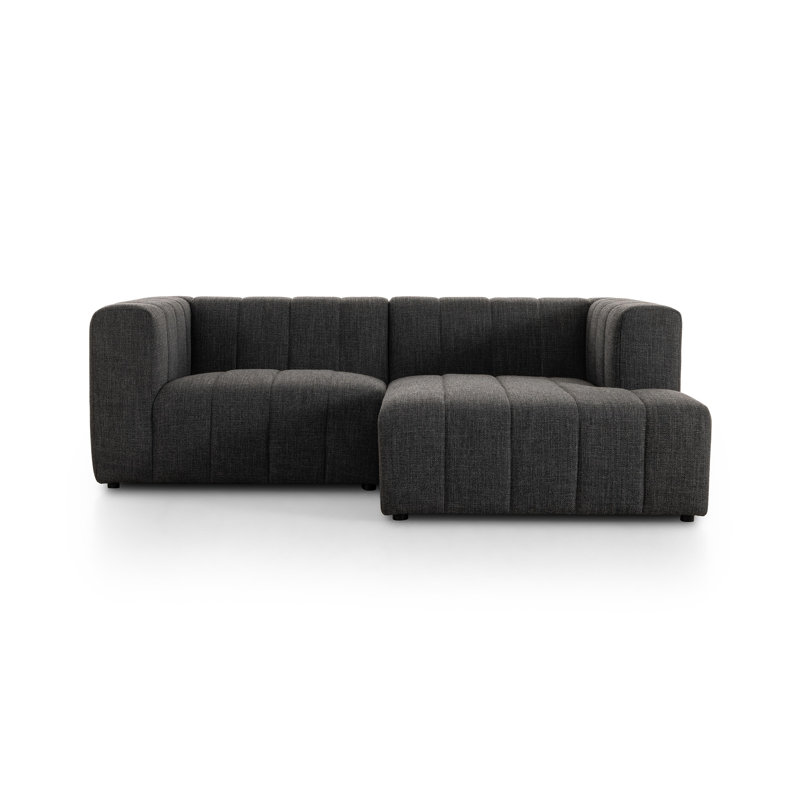Grayson 88" Left Hand Facing Modular Sectional, Right Hand Facing, Saxon Charcoal Polyester
