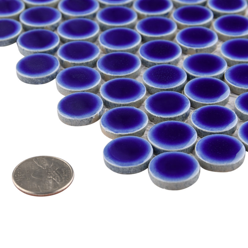Hudson Penny Round .80" x .80" Porcelain Penny Round Mosaic Wall & Floor Tile, Cobalt