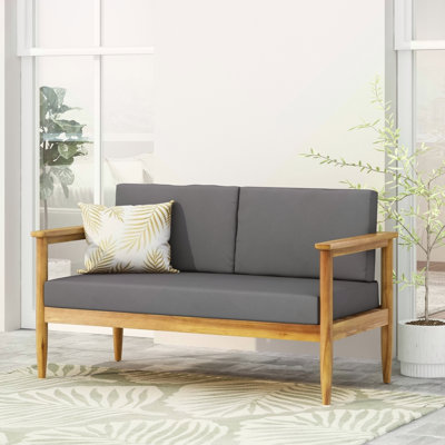 GAVIN Outdoor Wicker Loveseat With Water-Resistant Cushions And Sturdy Iron Frame For Elegant Comfort