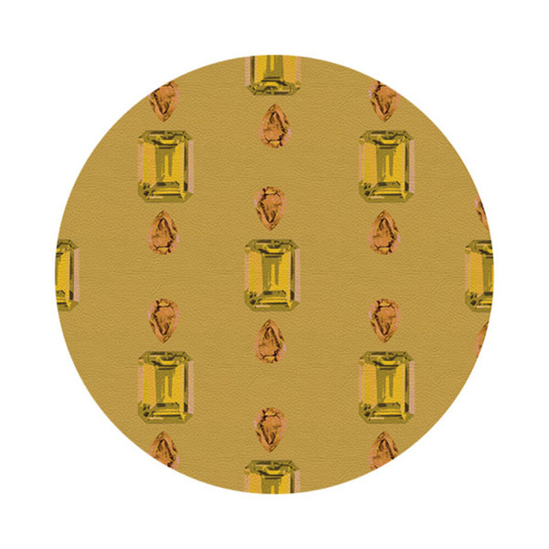 Vegan Leather Round Placemats, Citrines and Sapphires, Gold