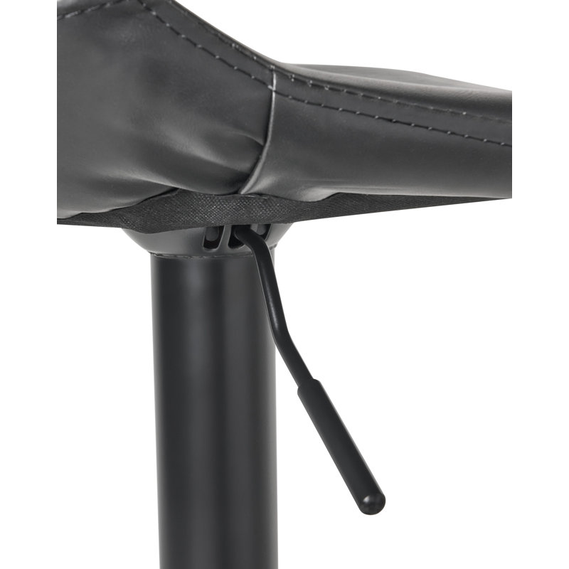 Swivel Upholstered Adjustable Height Counter Stool with Metal Frame, Black