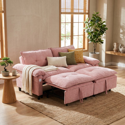 CenterStage 73" Velvet Pull-Out Sleeper Sofa Bed, Convertible Loveseat with Hidden Mattress, Plush Upholstered Couch for Small Living Room, Apartment, Guest Room, Easy Assembly