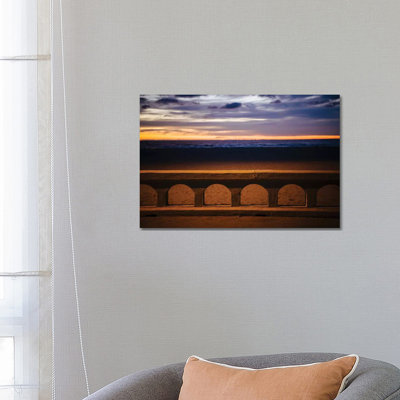 Sea Beach At Dusk, Seaside, Oregon, USA - Wrapped Canvas Print
