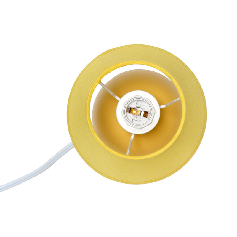 Petite Yellow Ceramic Orb Base Table Lamp Set with Tapered Drum Shade