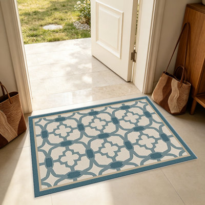 Tapis à motif géométrique en treillis bleu sarcelle pour le salon, doux et confortable, convient à toutes les saisons, facile à entretenir, tapis de sol intérieur lavable à la machine, ferme sous la table adaptée pour la chambre à coucher, la salle à manger, le bureau, le patio, le balcon, la décoration intérieure