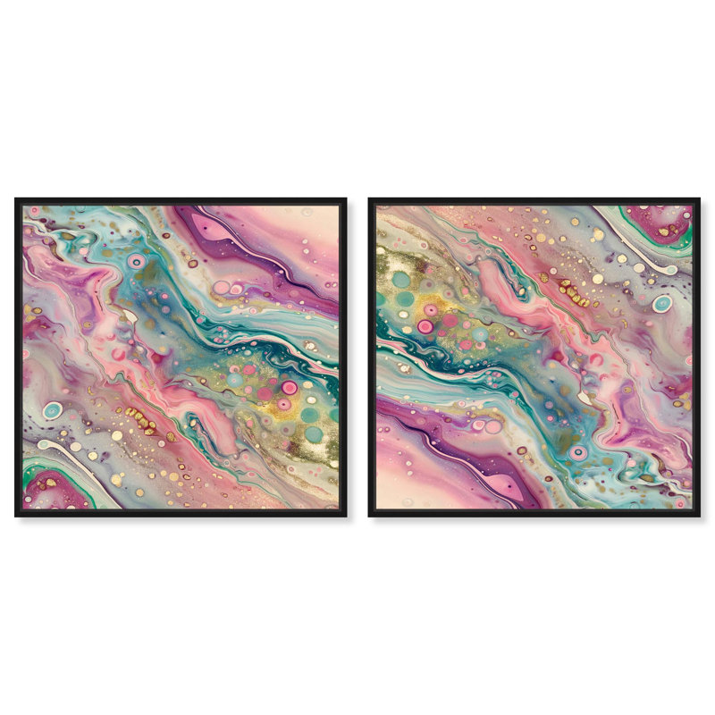 «Luminous Cosmos», ensemble d'art sur toile Geode par Art Remedy, H 13 po x l 13 po, Cadre noir
