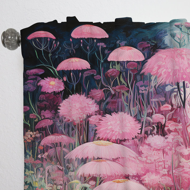 Eilir Enigma fleurs de jardin roses et vertes V - rideau tachisme - obscurcissant velours - 1 panneau, L 52 po x L 108 po