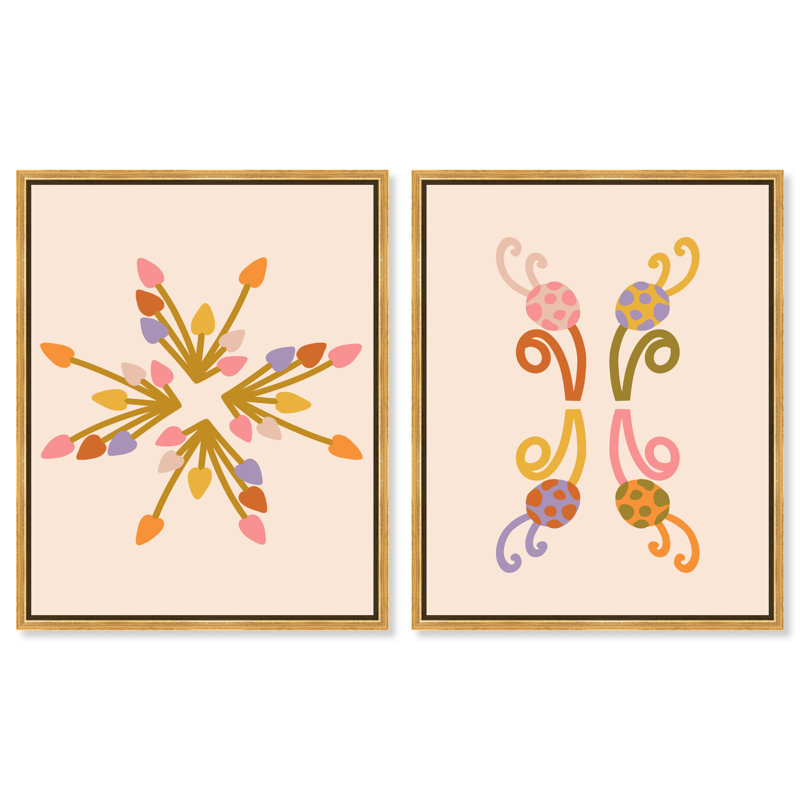 «Whimsical Floral Harmony», ensemble de décorations murales imprimées en acrylique encadrées par Art Remedy, cadre blanc, 20 x 24