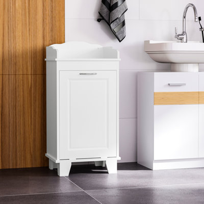 31" Bathroom Cabinet, White Tilt Out Organizer Hamper, Storage, Extra Space, Utilize Unused Areas, Stable Build Hamper 31", Standing, Added Corners,