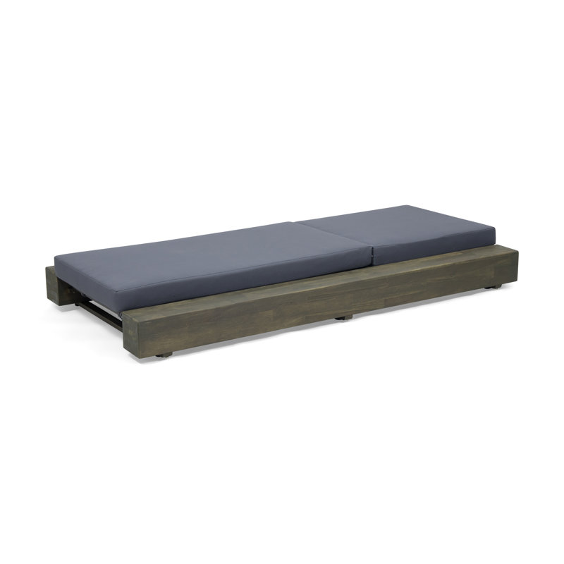 Donnie 39'' Outdoor Acacia Chaise Lounge, Sandblast Gray Frame / Dark Gray Cushion
