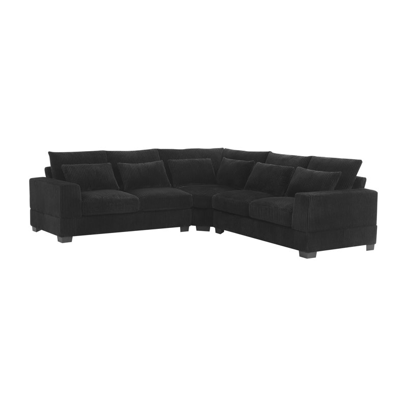 Laguna Modular Corduroy Sectional, Black Corduroy