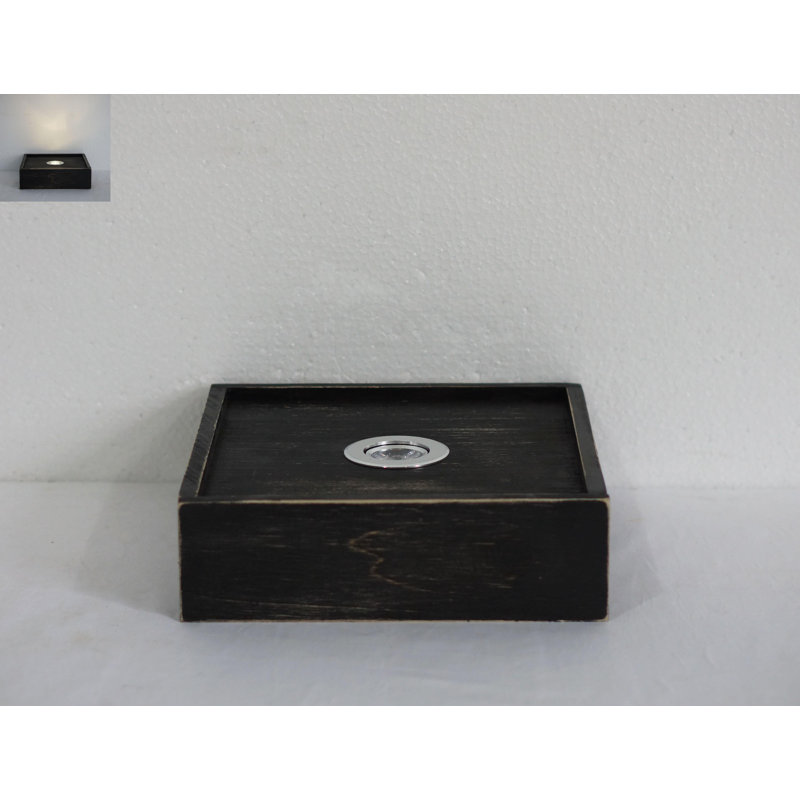 Santino Square Floating Shelf with Lights, 3" H x 7" W x 7" D, Black