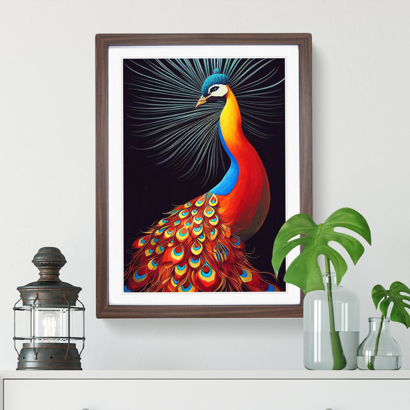 XV1022-2625X Luscious Peacock - Single Picture Frame Print, Walnut, 64cm H x 46cm W x 2cm D