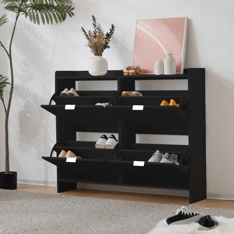 20 Pair Shoe Storage Cabinet, Black