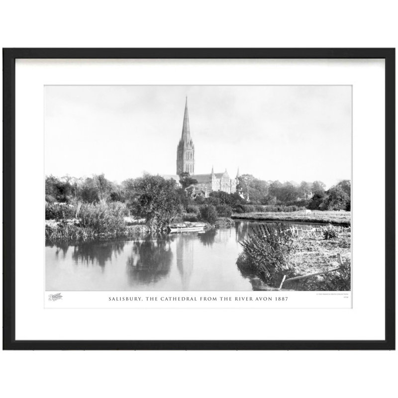 Salisbury, The Cathedral From The River Avon 1887 - Single Picture Frame Print, 28cm H x 36cm W x 2.3cm D