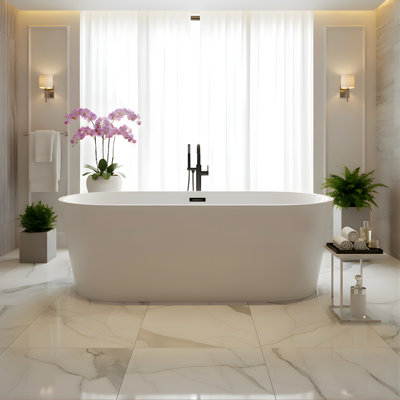 67" x 32" Freestanding Soaking Acrylic Bathtub