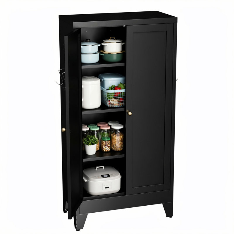 Garde-manger en métal 3 tablettes réglables, Noir