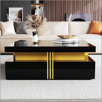 Table basse moderne carrée avec rangement à 4 tiroirs