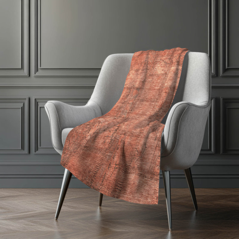 Addison Machine Washable Sherpa Throw Blanket, ASB685 Patchwork, Saumon