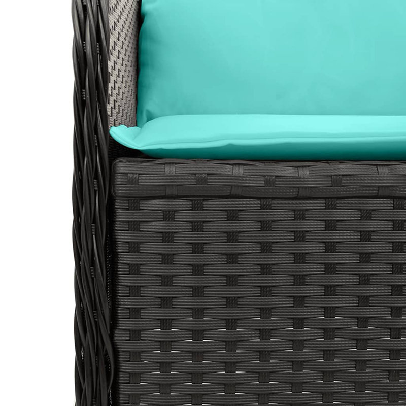 Dakota Fields, chaises de patio inclinables 2 pièces avec coussins en rotin de poly, Turquoise / noir