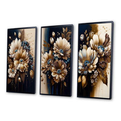 «Brown Daisy Bunch», 3 pièces sur toile