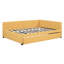 Lit de jour rembourré avec lit gigogne en lin jaune, sans sommier tapissier, structure en bois stable pour un espace de détente gigogne en lin, matériaux robustes, configuration de chambre à coucher pratique-1947092765-1960157522