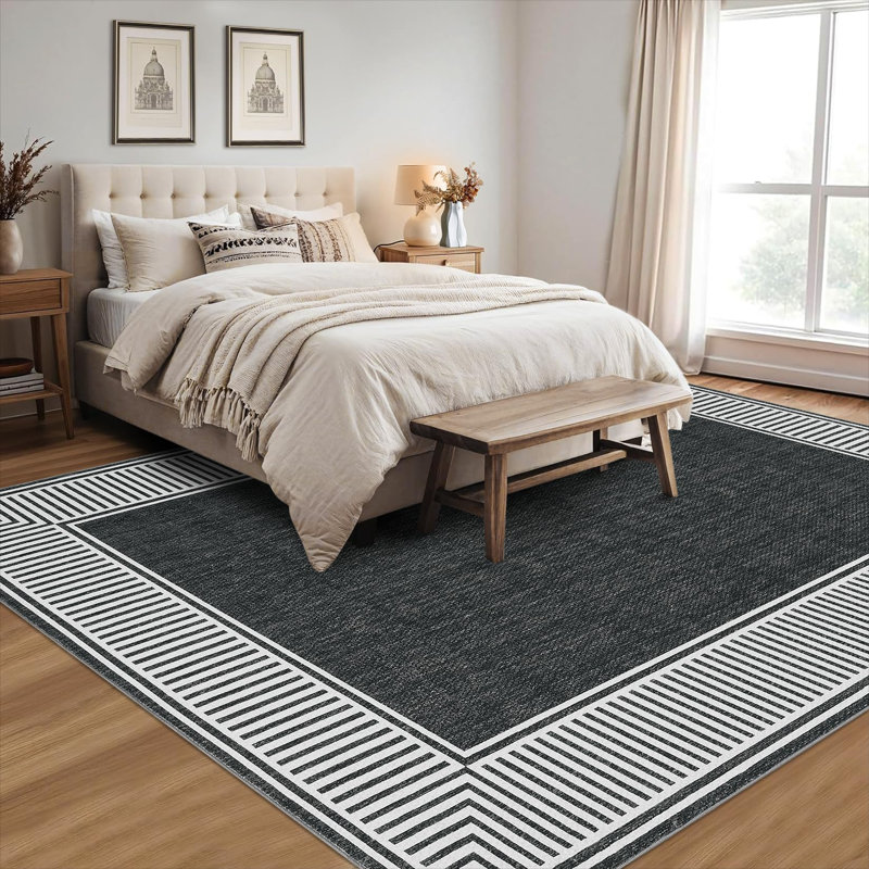 Striped Machine Printed Area Rug, Blue, Runner 60 x 230 cm