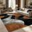 1PC Abstract Organic Wavy Neutral Brown Black Grey Textured Pattern area rugs for Living Room, Soft and Comfortable, Suitable for all seasons, easy-to-maintain, machine washable Indoor floor mat, Under Table Farmhouse suitable for dining room,-129886541