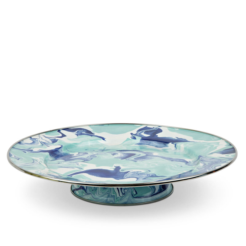 Golden Rabbit Enamelware Lagoon Cake Plate